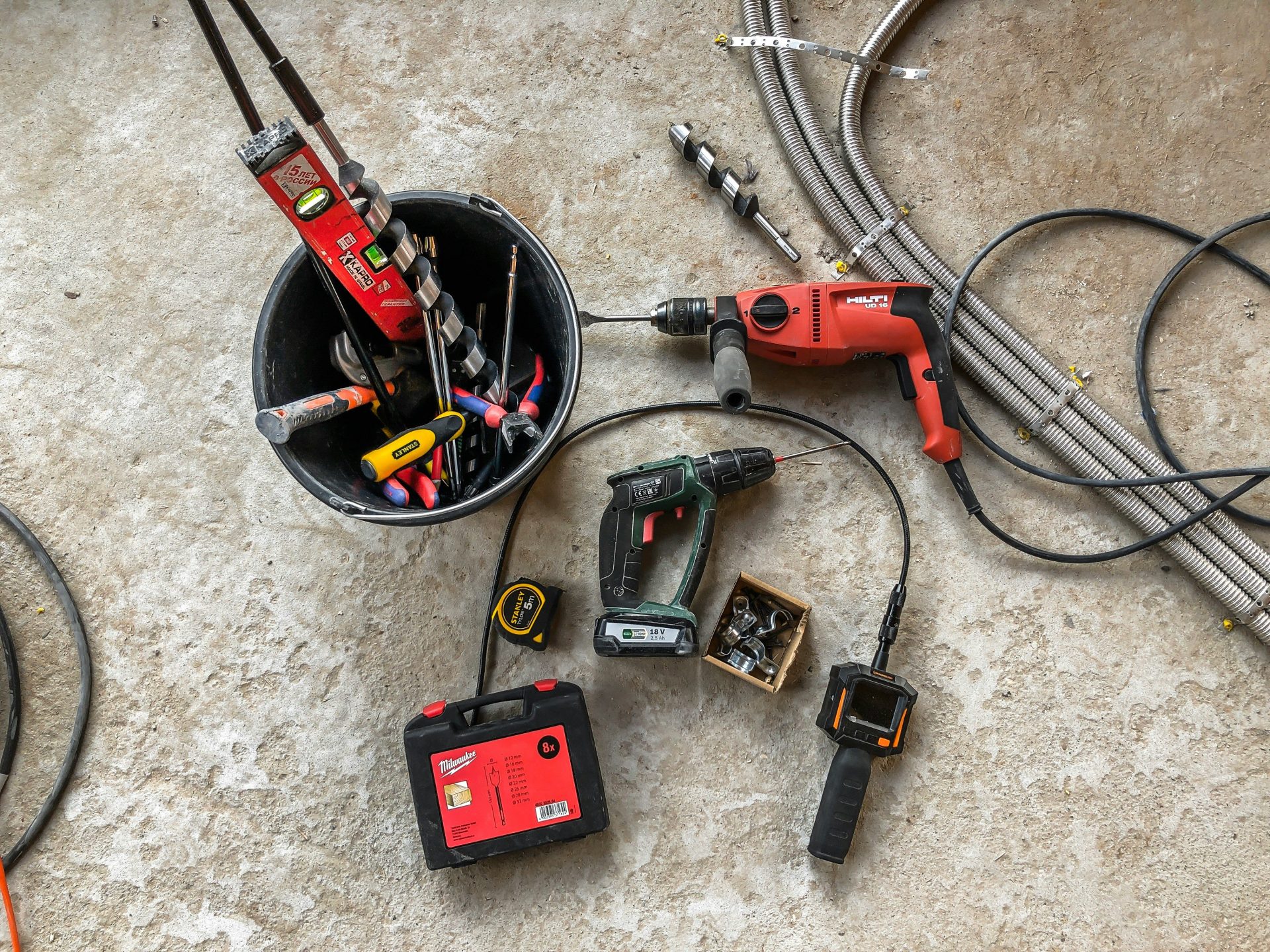 red corded hand drill